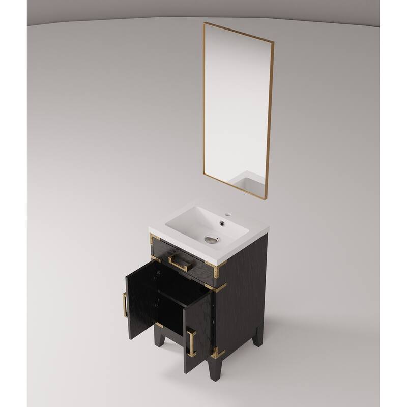 20-inch Bathroom Vanity with Acrylic Top, Soft Close Cabinet, and 18" x 24" Mirror - Polished Surface