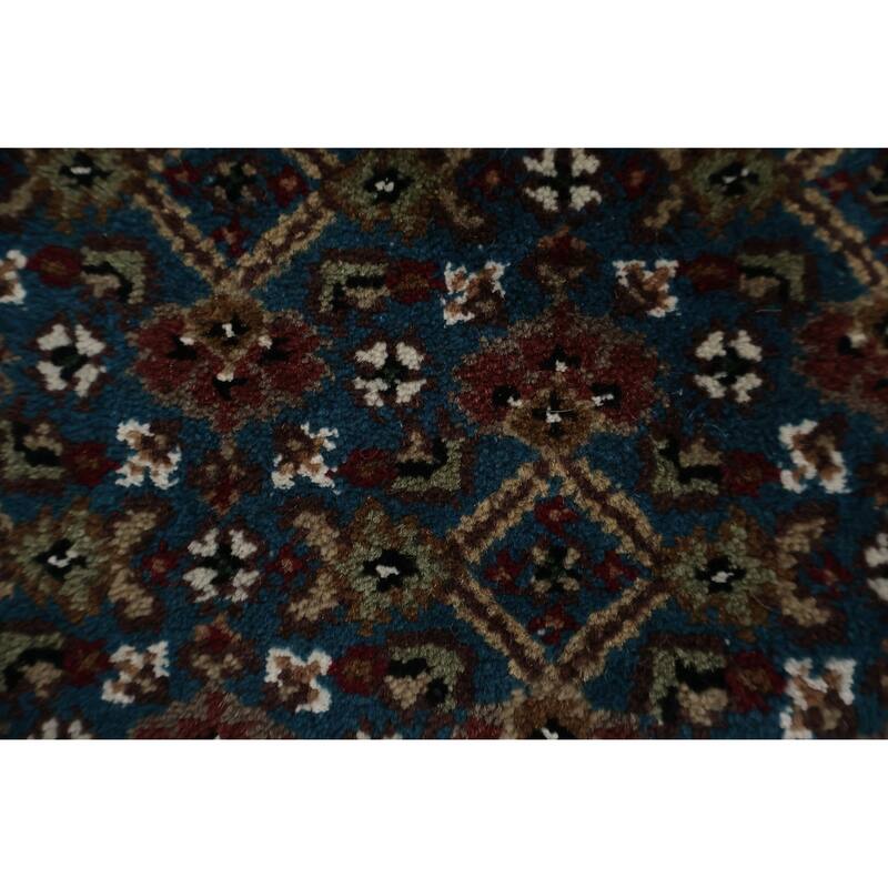 Hand Knotted Oriental 100% Wool Carpet Traditional Floral Navy Blue & Blues Tabriz Area Rug - 9' 4'' X 6' 0''