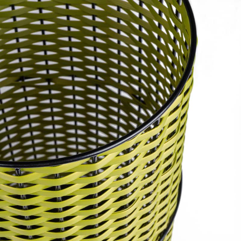 happimess Cecil Modern 4.13-Gallon Faux Wicker Cylinder Waste Basket