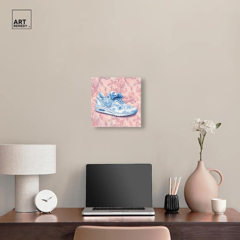 Blue Bow Sneaker II Canvas by Art Remedy, Gallery Wrapped