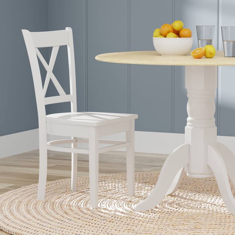 5-Piece Dining Set, 42" Round Drop-Leaf Table and Cross Back Chairs