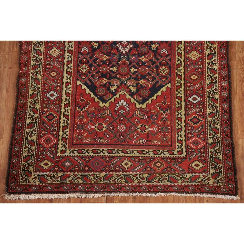 Pre-1900 Antique Bakhtiari Persian Runner Rug Handmade Wool Carpet - 3'4"x 15'8"