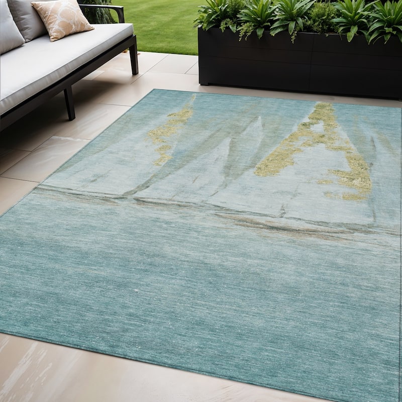 HomeRoots Nautical Transitional Rectangle Outdoor Rug - 5' X 8'