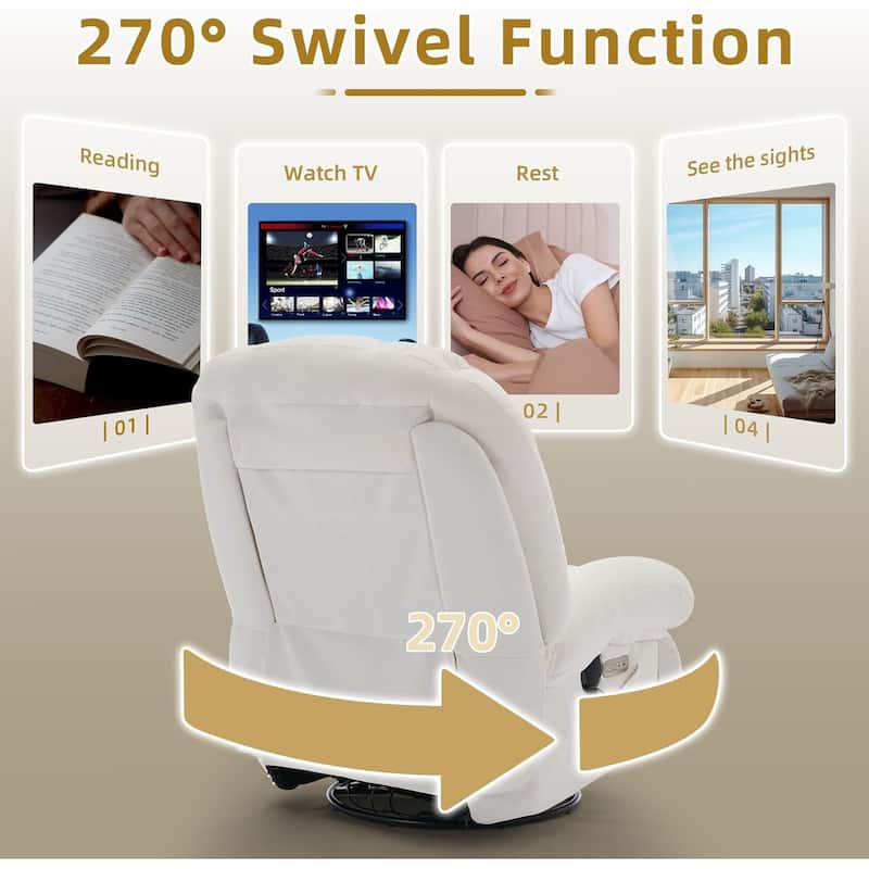 Shell Shape Power Recliner Chair, Chenille Fabric Swivel Rocker Recliner with Bluetooth Speaker
