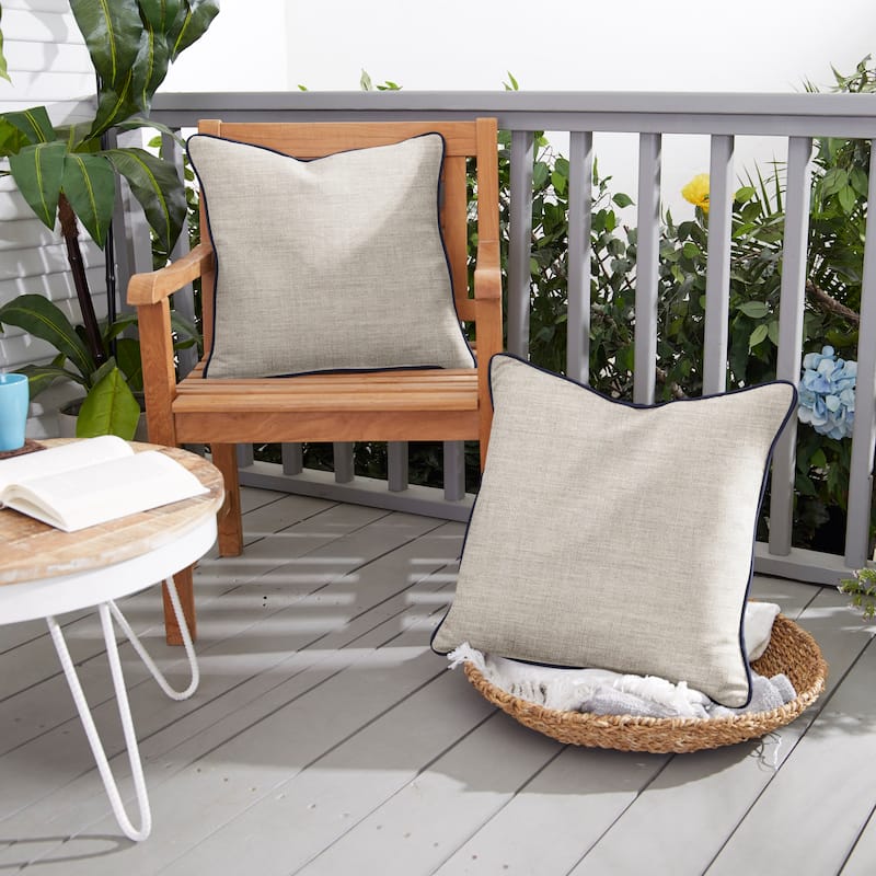 Sorra Home Sunbrella Cast Silver Indoor/Outdoor Corded Pillow Set of 2