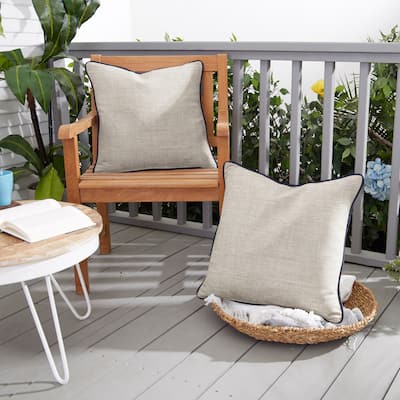 Sorra Home Sunbrella Cast Silver Indoor/Outdoor Corded Pillow Set of 2