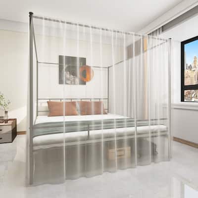 King Bed Frame Metal Canopy Four Poster Bed Frame