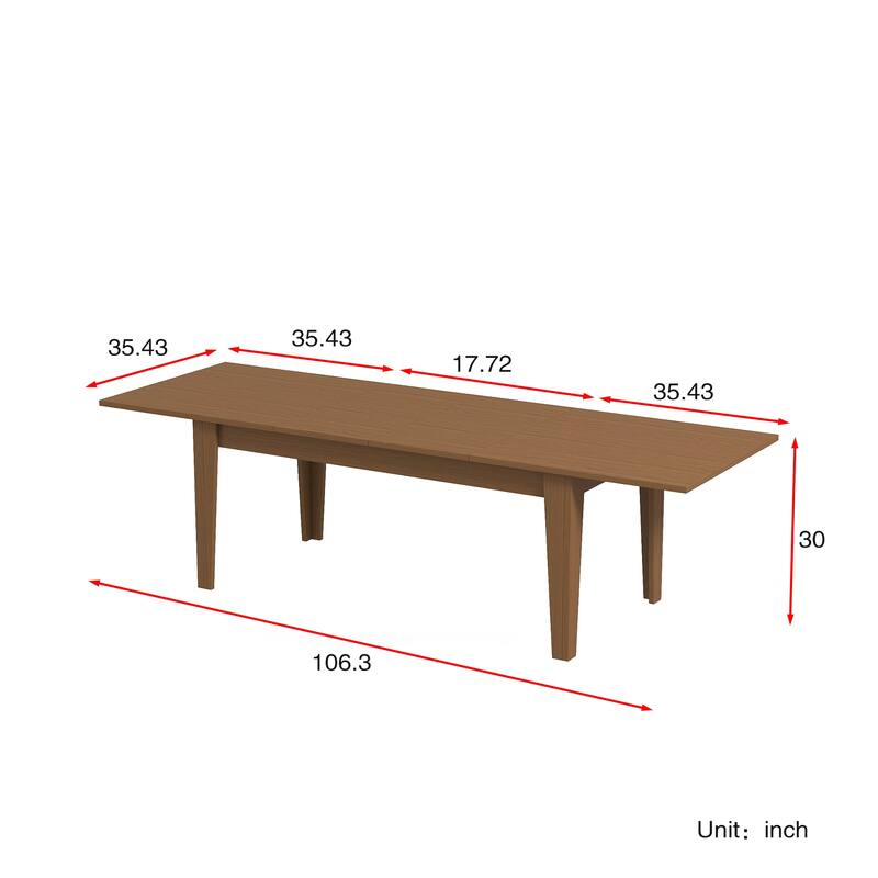 Dining Table, 106.3" Large Extendable Kitchen Table