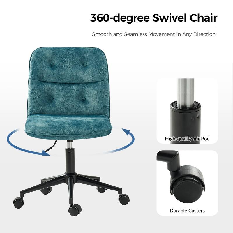 Klaus Upholstered Armless Swivel Task Chair with Tufted Back by HULALA HOME