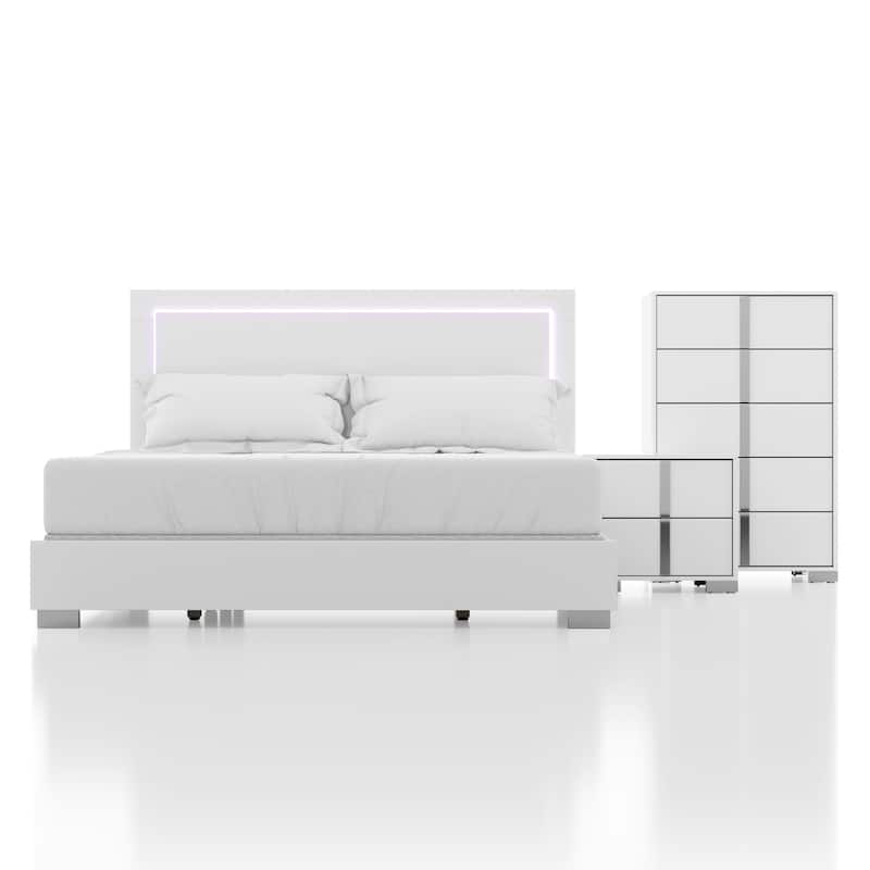 Furniture of America Erina Modern Glossy 3-Piece Panel Bedroom Set
