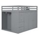 preview thumbnail 31 of 36, Loft Bed Full Size Heavy Duty Loft Bed Space-Saving Loft Bed with Storage Stairs, Guardrail, Cabinet, Wardrobe, 4 Drawers