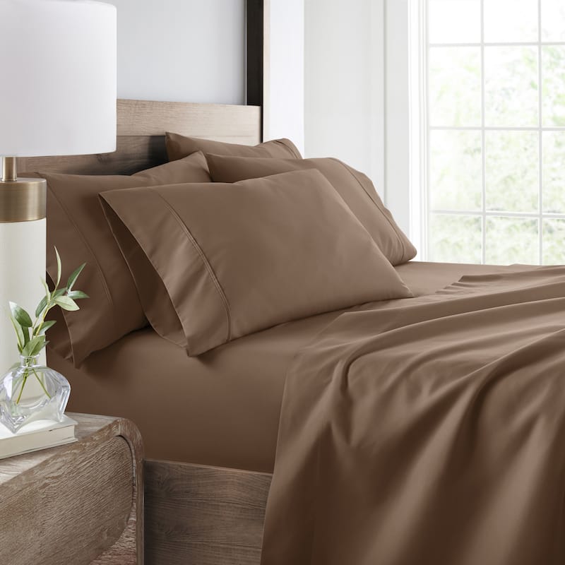 Becky Cameron Double Brushed Deep Pocket 6 Piece Sheet Set - Full - Taupe