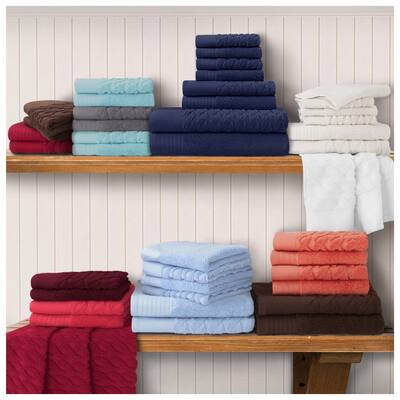 Turkish Cotton Herringbone and Solid Bath Towel Set by Superior