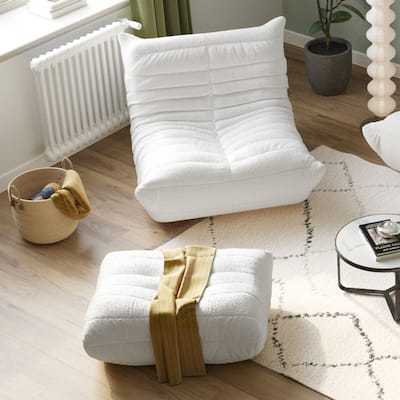 Soft Teddy Fabric Lounge Chairs Bean Bag Sofas Set Modern Tatami Couches Lazy Floor Couch