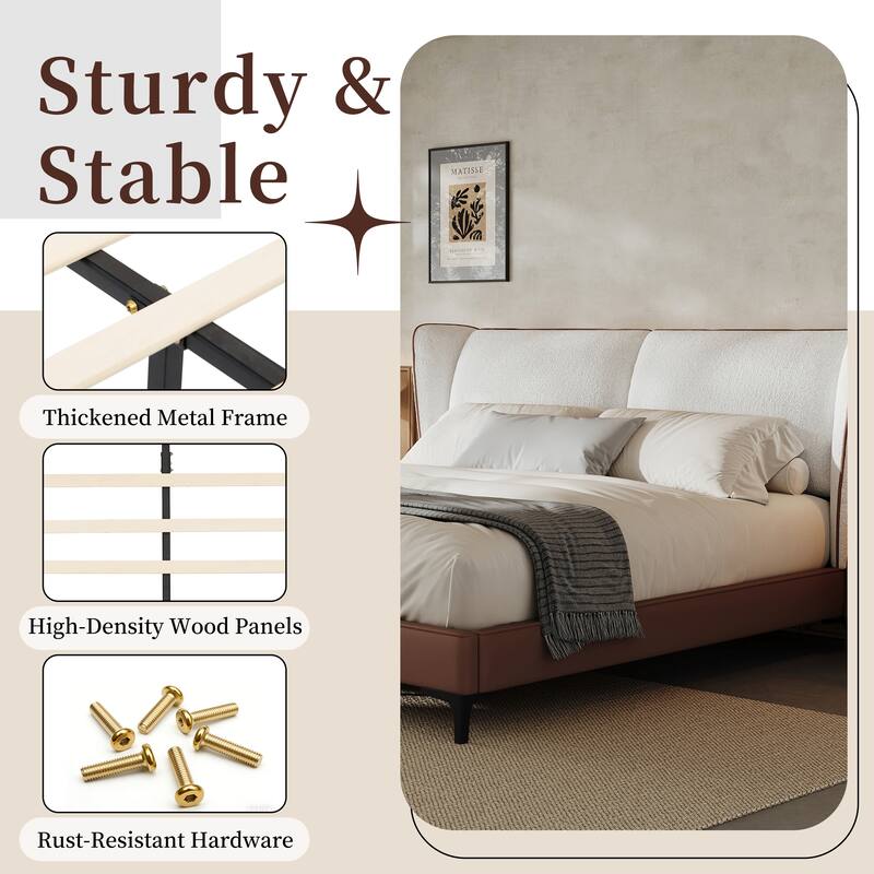 Christopher Knight Home - Nimbus Modern Upholstered Platform Bed with Wingback Headboard