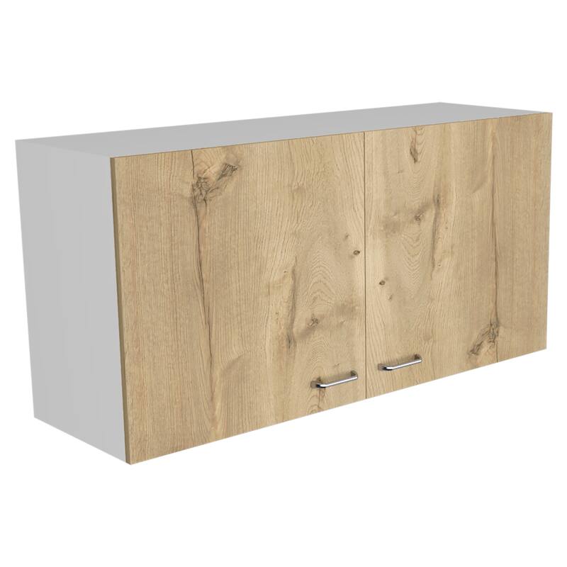 Wall Cabinet, Two Shelves, Double Door, Black Wengue Finish