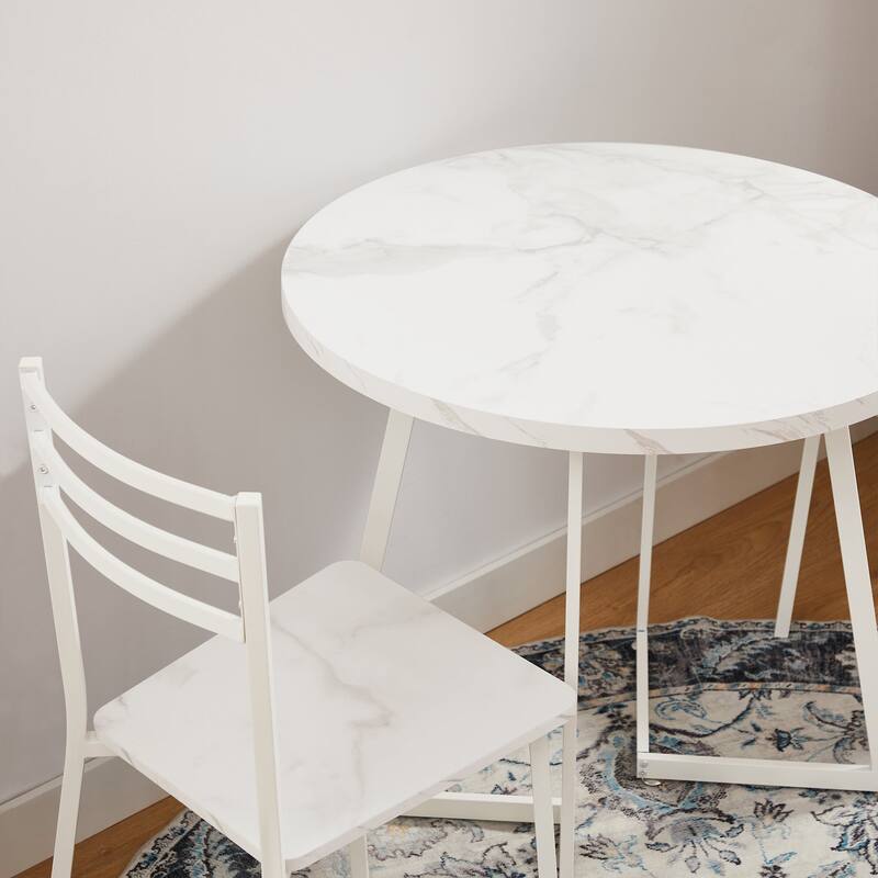 VECELO Round Dining Table, Metal Frame Dining Chairs, Modern Dining Table and Chairs Set for 2-4 People, 3 Options