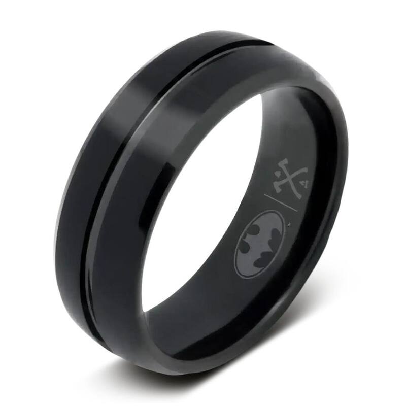 Manly Bands THE CAPED CRUSADER Tungsten Black Plated 8mm Satin Band