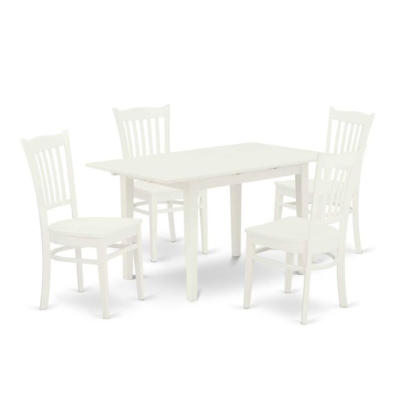 5-Piece Buttermilk and Cherry Solid Wood Top - Rectangular Dining Room Set - Seats 4