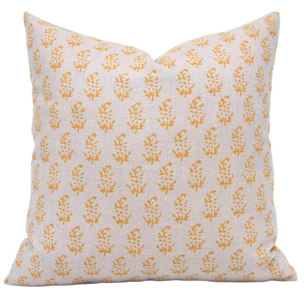 Linen Square Block print pillow Cover - Patjhad