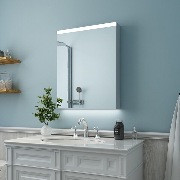 LED Lighted Bathroom Medicine Cabinet with Mirror 24 x30 Intelligent Switch Surface mounting only. Hinge On Left Side Bed Bath Beyond 34159036