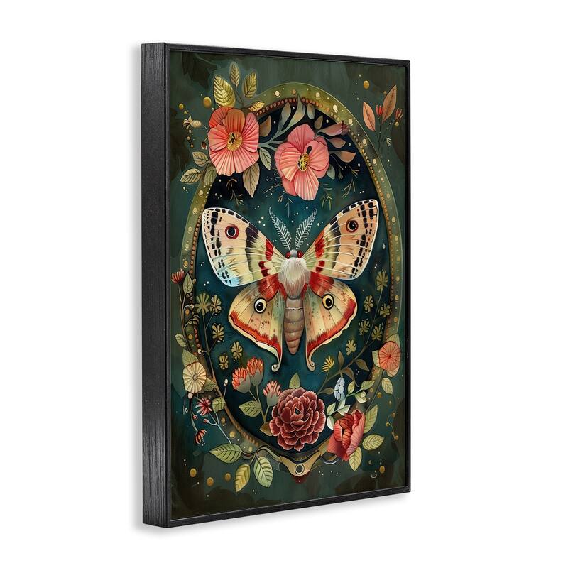 Stupell Victorian Moth & Florals Framed Giclee Art Design By The Dutch Lady
