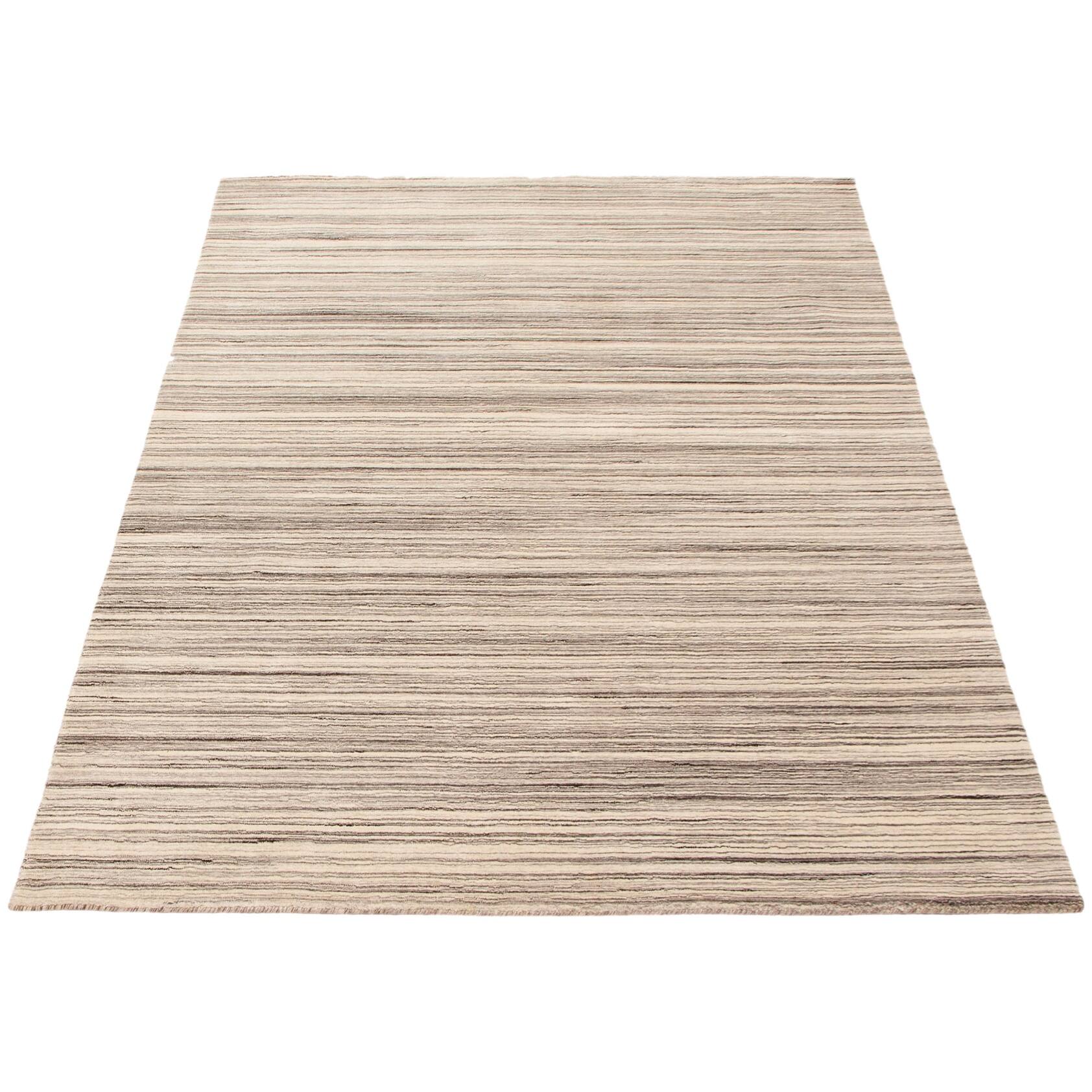 ECARPETGALLERY Hand Loomed Gabbeh Luribaft Cream Wool Rug 5'2 x 7'10