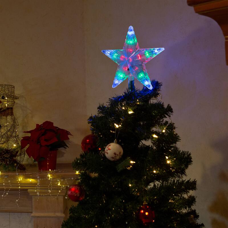 Alpine Corporation Flashing Star Tree Topper with LED Lights - Multi-Colored