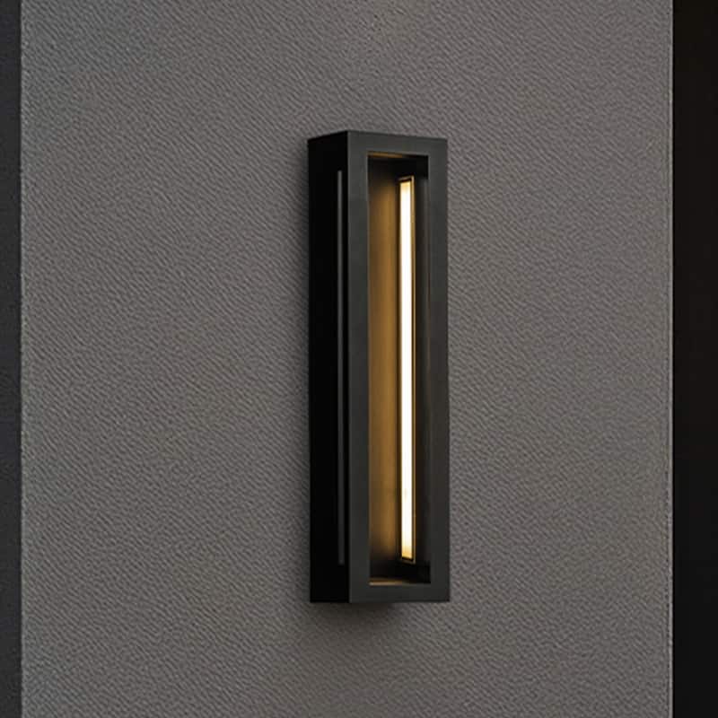 Modern Outdoor Wall Light with Dusk to Dawn Sensor Linear Matte Black Wall Sconce with Acrylic Shade for Entryway(2 Pack) - W5''