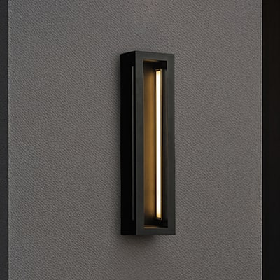 Modern Outdoor Wall Light with Dusk to Dawn Sensor Linear Matte Black Wall Sconce with Acrylic Shade for Entryway(2 Pack) - W5''