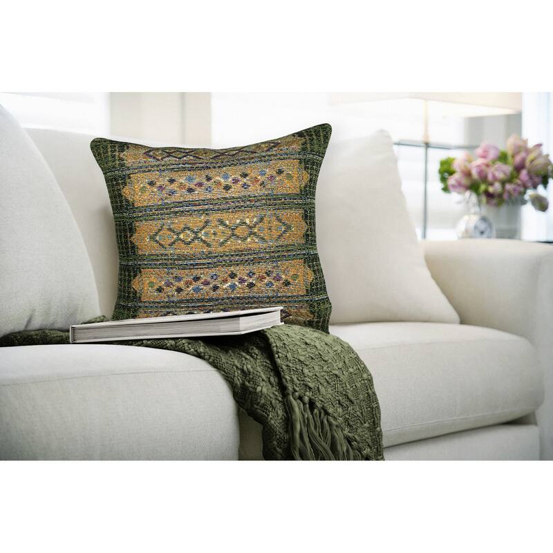 Liora Manne Marina Tribal Stripe Indoor/Outdoor Pillow Green