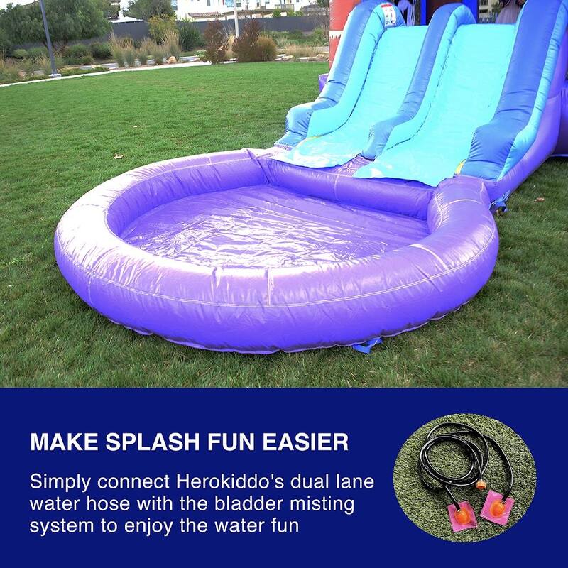 HeroKiddo Enchanted Forest Commercial Grade Inflatable Bounce House & Water Slide Combo with Attached Splash Pool and Air Blower