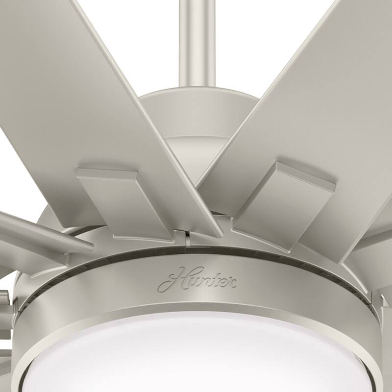 Hunter 60" Overton Damp Rated Ceiling Fan with LED Light Kit and Wall Control - Windmill, Transitional, Modern - ENERGY STAR