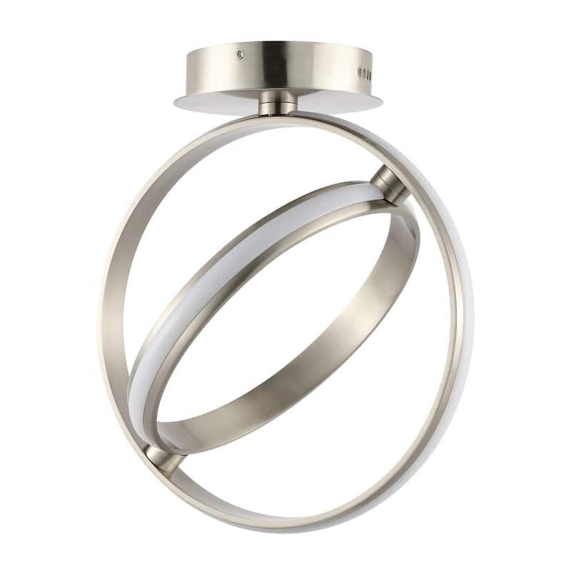 Chantelle 14.25" 2-Light Modern Minimalist Aluminum Ring Integrated LED Semi Flush Mount, by JONATHAN Y - 14.25