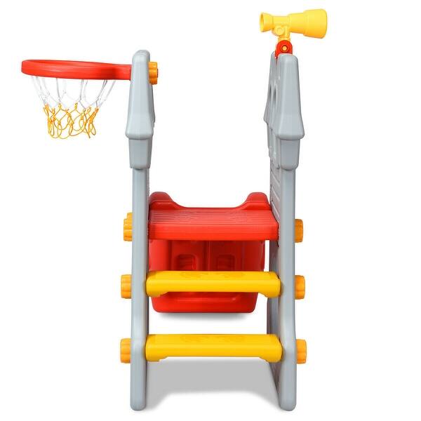 Shop Gymax 2 Step Children Castle Slide Basketball Hoop And