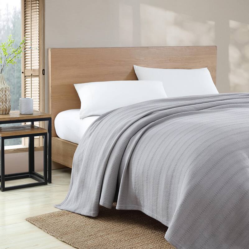 Eddie Bauer Variegated Weave Stripe Cotton Reversible Blanket