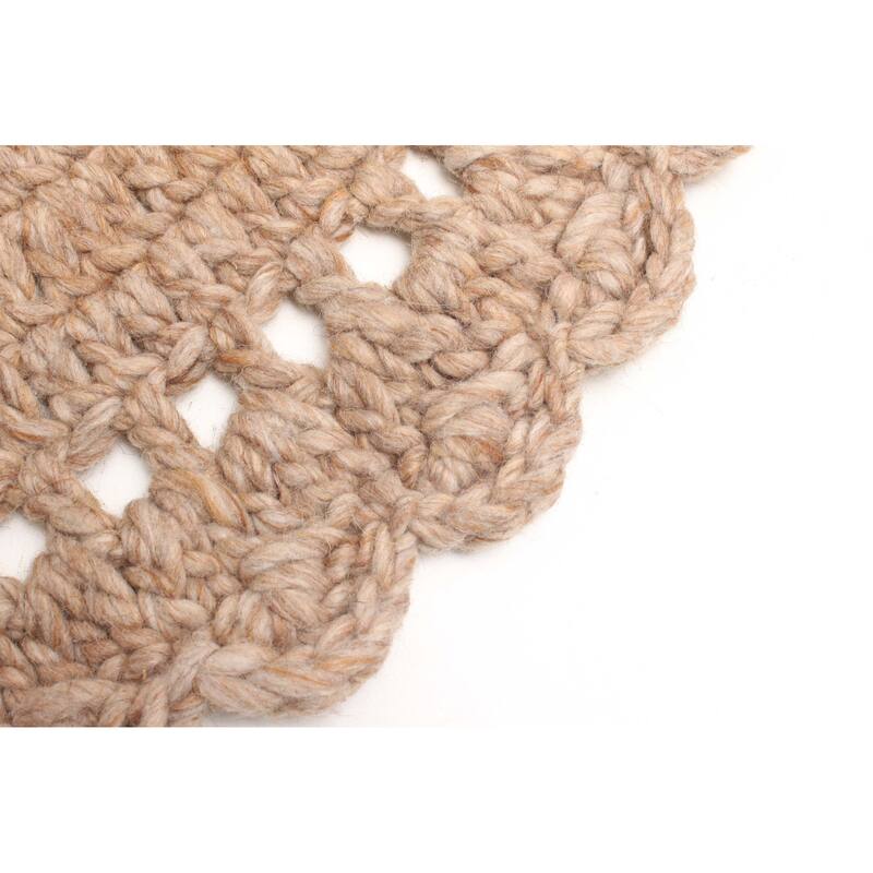 ECARPETGALLERY Braid weave Sienna Tan Wool Rug - 3'2 x 3'2