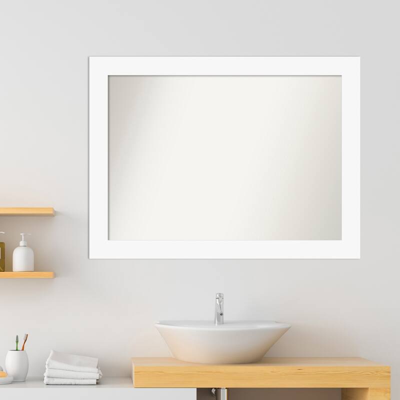 Basic Non-Beveled Wood Framed Bathroom Vanity Wall Mirror