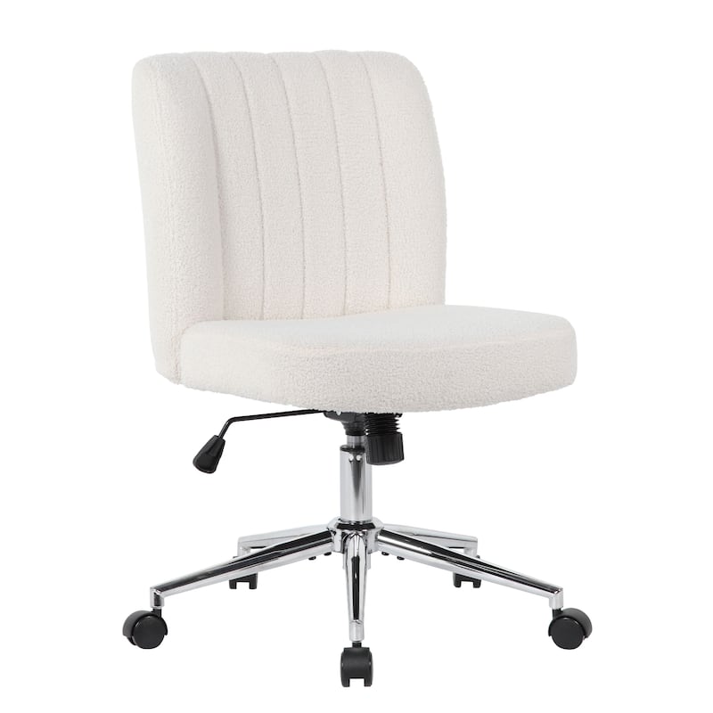 Rio Adjustable Height Office Chair, Cream Boucle, Chrome, Nylon Casters