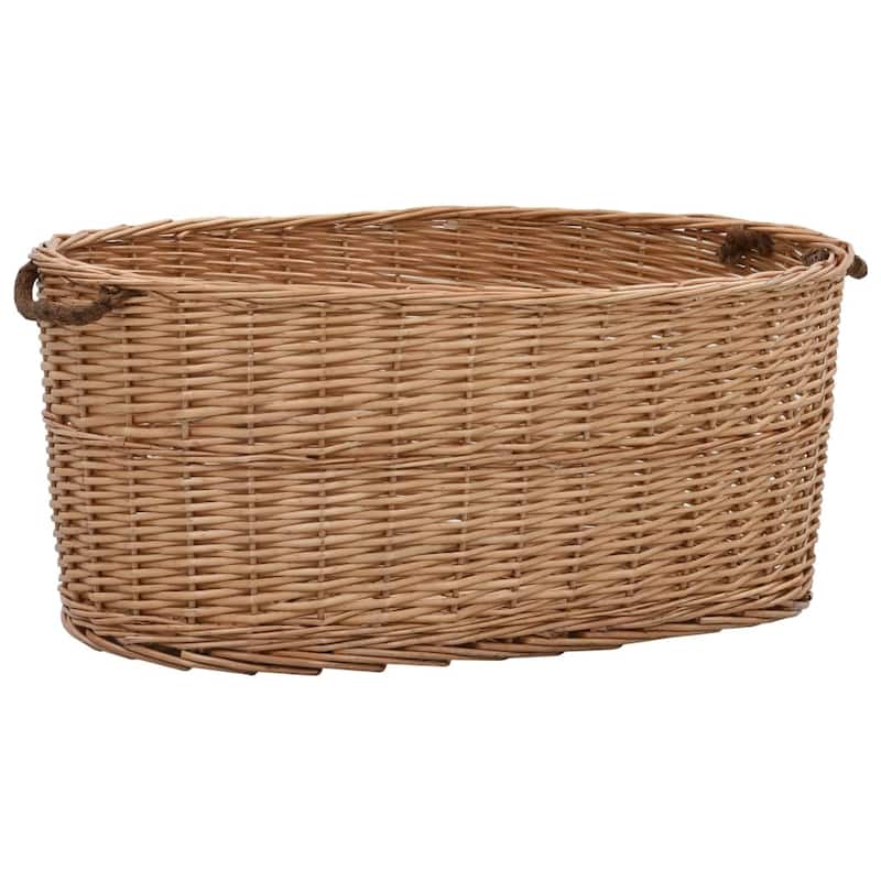 vidaXL Firewood Basket with Carrying Handles 30.7"x21.3"x13.4" Natural Willow - 30.7" x 21.3" x 13.4"