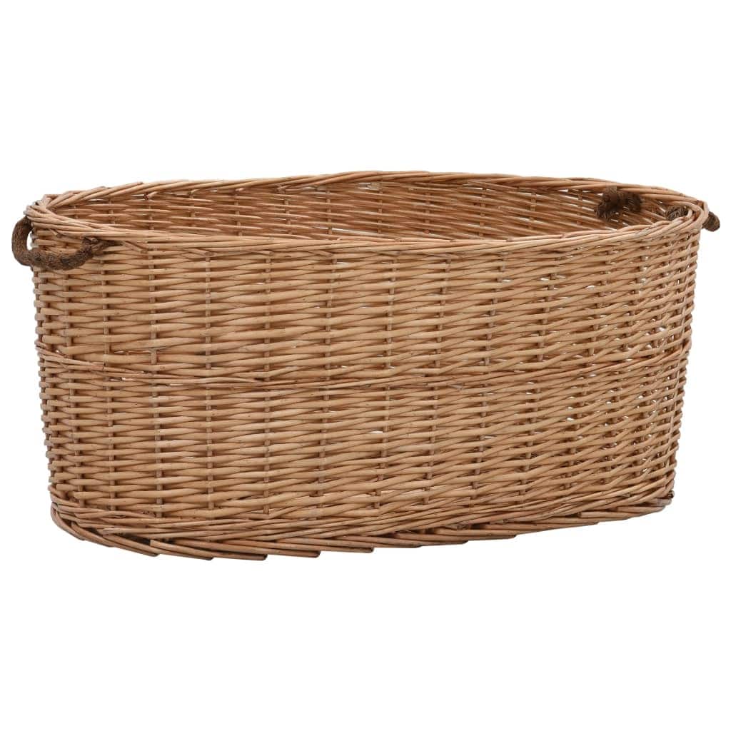 vidaXL Firewood Basket with Carrying Handles 30.7"x21.3"x13.4" Natural Willow - 30.7" x 21.3" x 13.4"