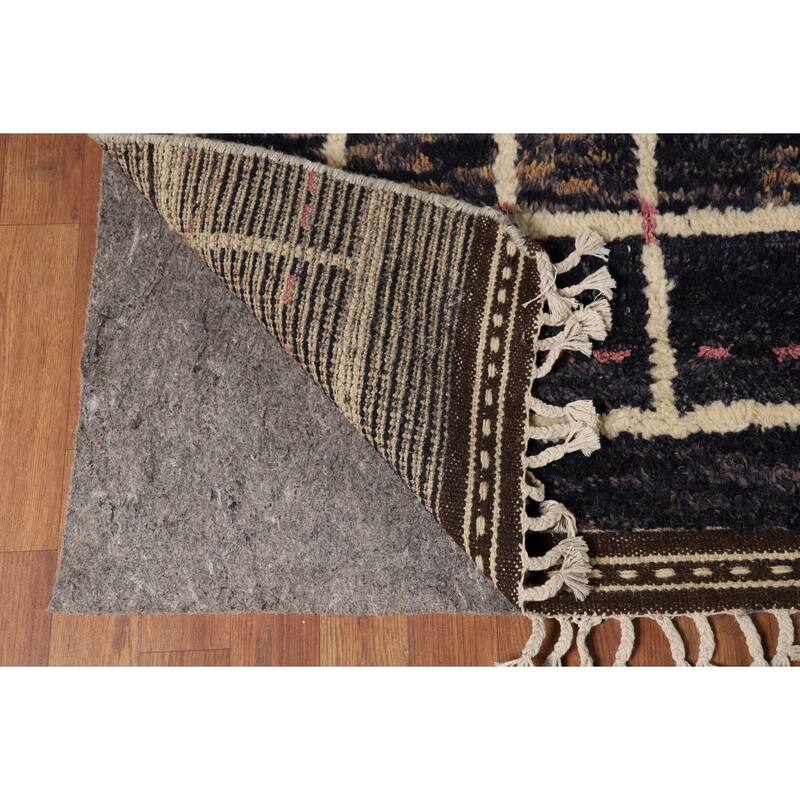 Checkered Moroccan Oriental Large Area Rug Hand-Knotted Wool Carpet - 10'0" x 15'0"