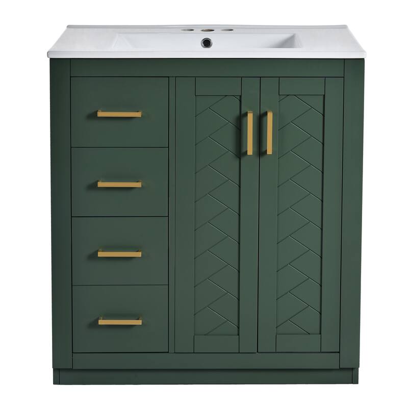 30" Bathroom Vanity with Ceramic Sink - Green