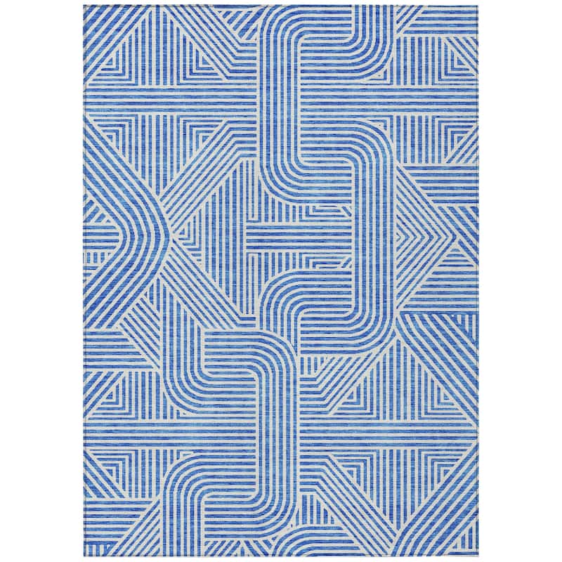 Machine Washable Indoor/ Outdoor Chantille Contemporary Geo Rug