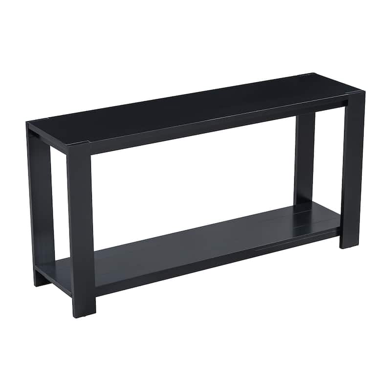 U_STYLE Distinctive Features of a Minimalist Console Table with Bottom Shelf and Four Legs - Black