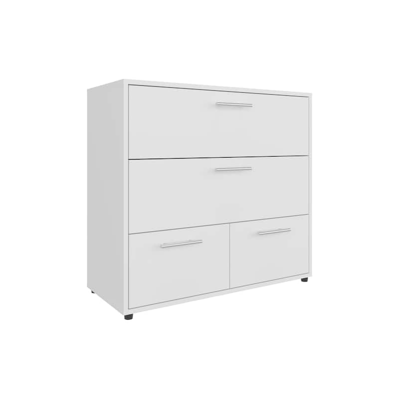 Wide Four Drawer Dresser, Bedroom Storage, White