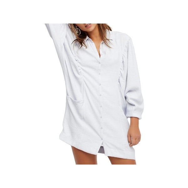 Free People Womens Fade Away Shirtdress Oversized Mini