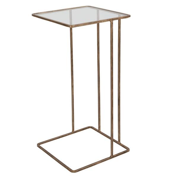 slide 1 of 1, 24" Antique Gold and Clear Contemporary Side Table