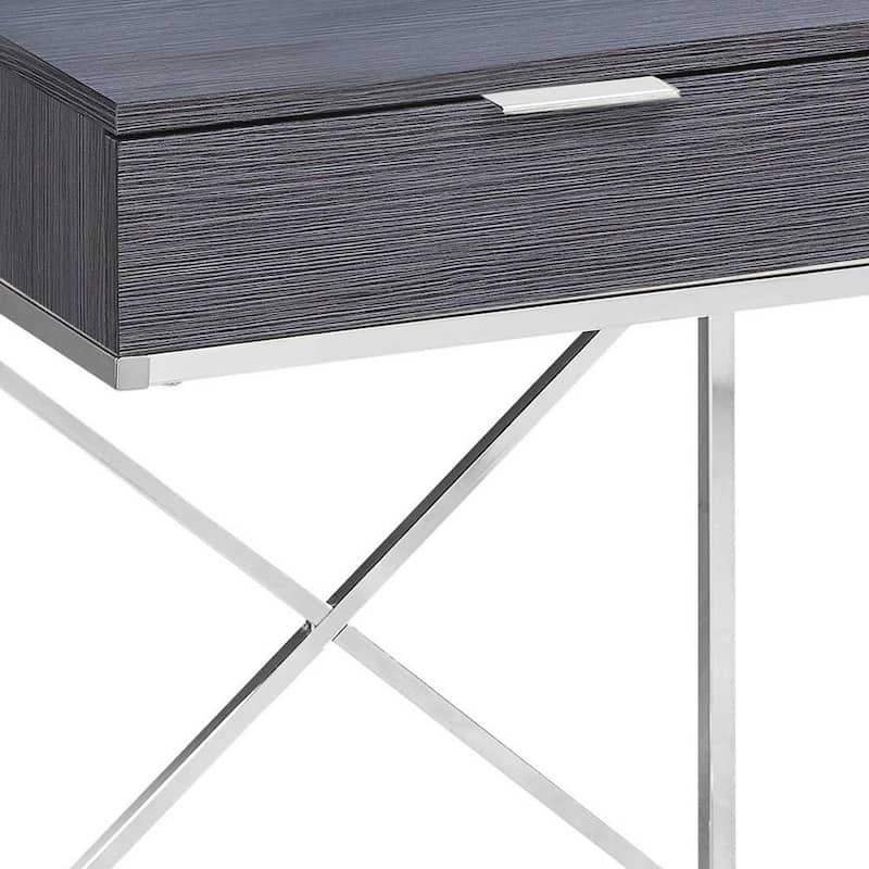 Modern 24-Inch End Table with Drawer with Wood Surface and Metal Base Side Table for Sofa or Bedside