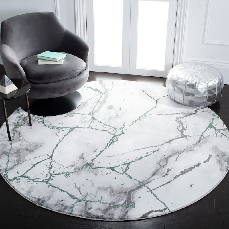 SAFAVIEH Craft Miyase Modern Abstract Rug - 8' Round - Grey/Green